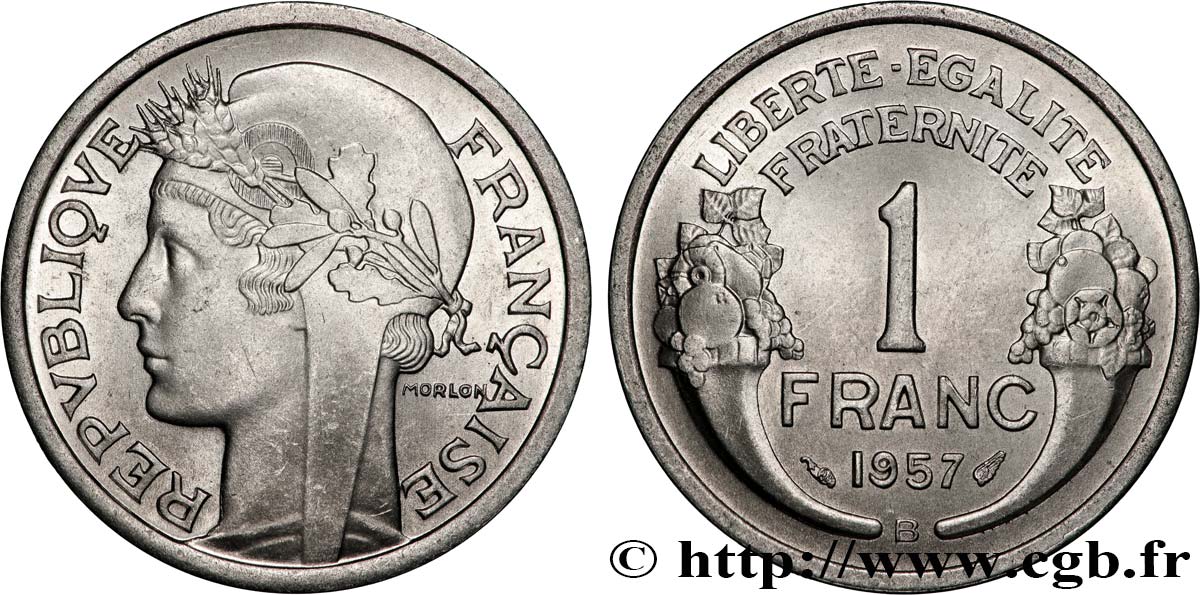 1 franc Morlon, légère 1957 Beaumont-Le-Roger F.221/20 SPL64 