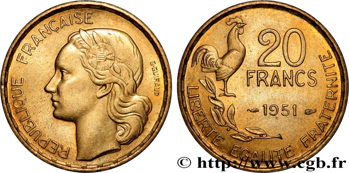 20 francs G. Guiraud 1951  F.402/7 SPL63 