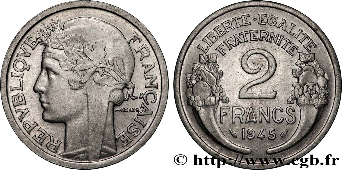 2 francs Morlon, aluminium 1945  F.269/5 VZ+ 