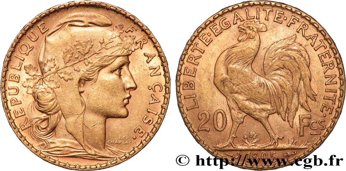 20 francs or Coq, Dieu protège la France 1905 Paris F.534/10 TTB+ 