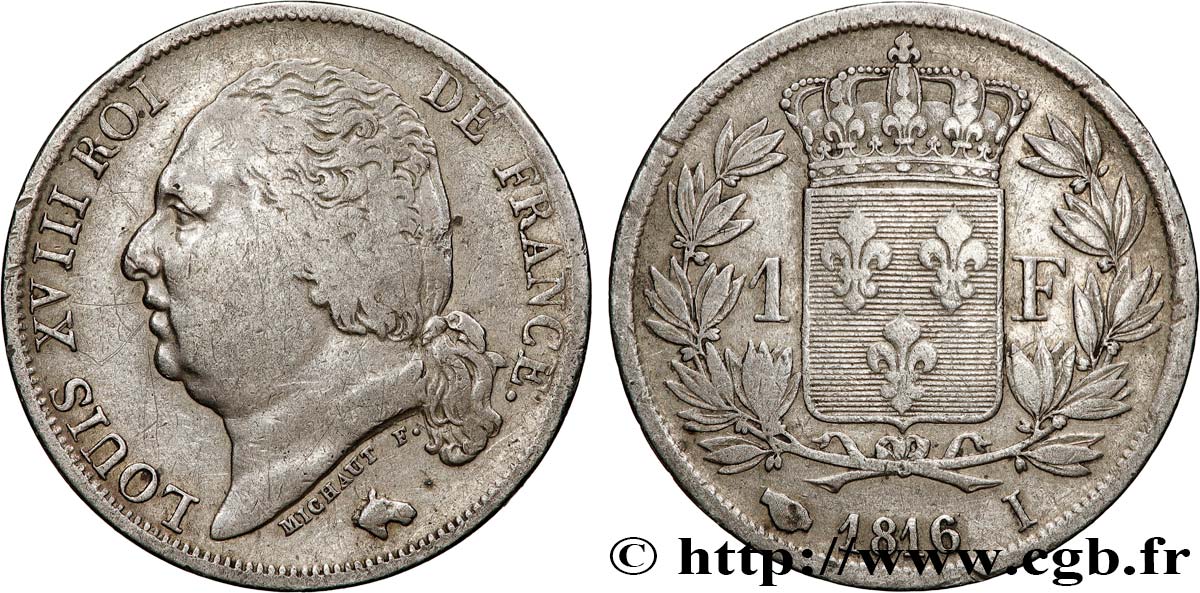 1 franc Louis XVIII 1816 Limoges F.206/3 BC 