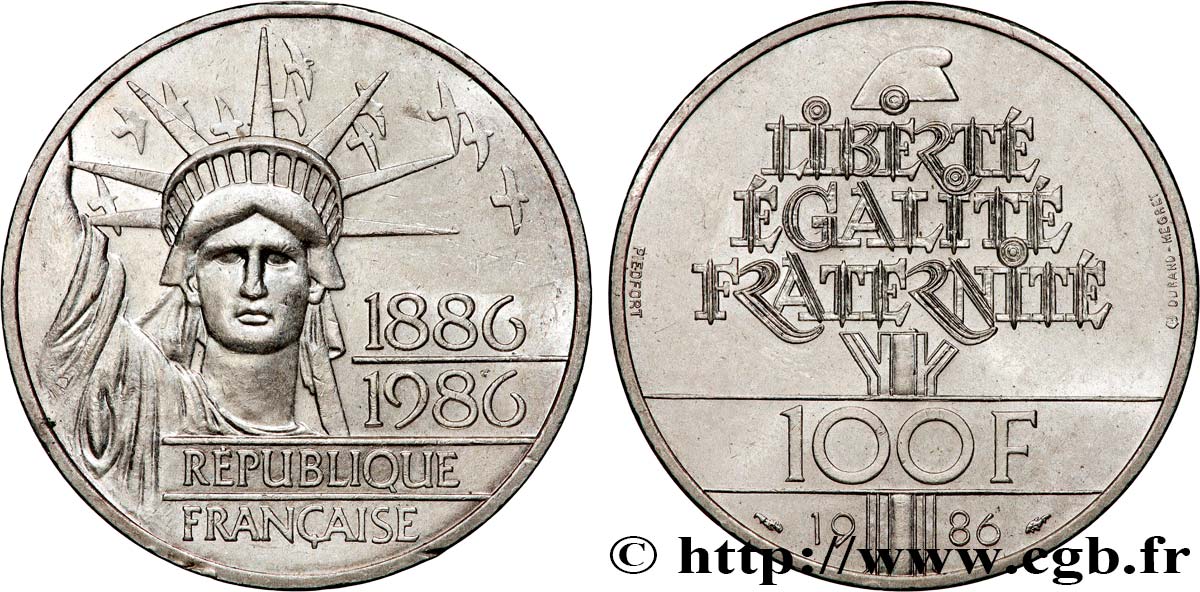 Piéfort Brillant Universel de 100 francs Liberté (Statue de la) 1986 Pessac F.454/2P AU 