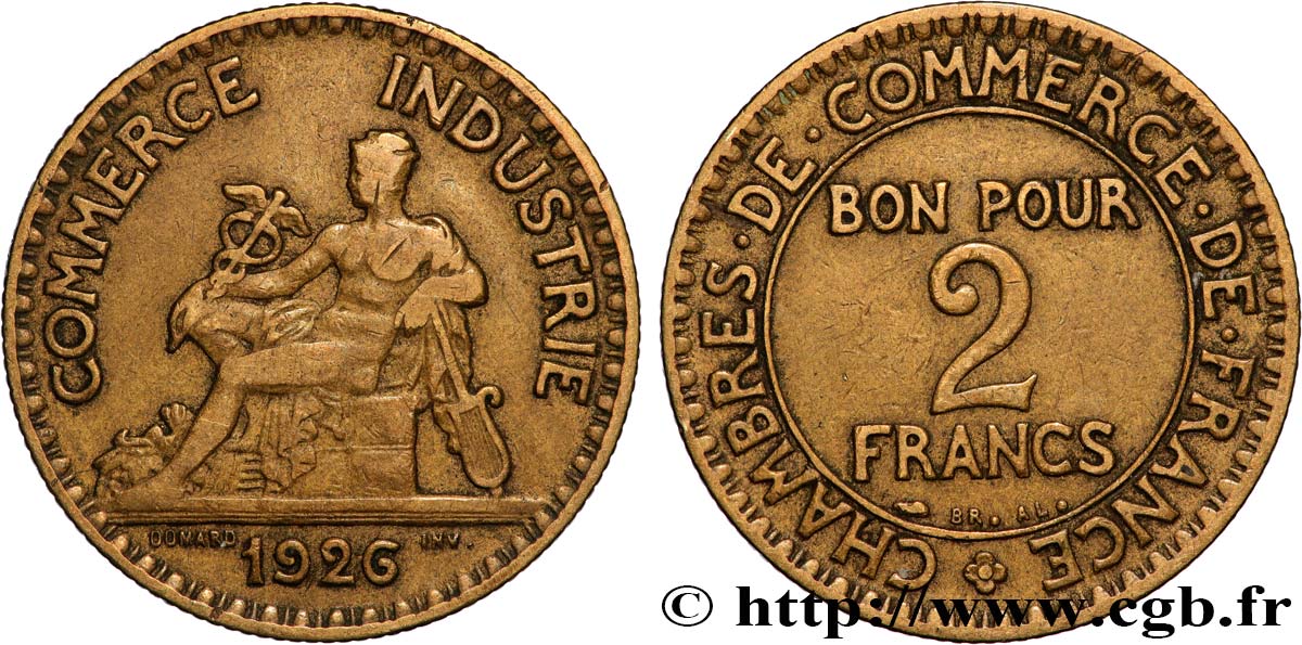 2 francs Chambres de Commerce 1926  F.267/8 q.MB 