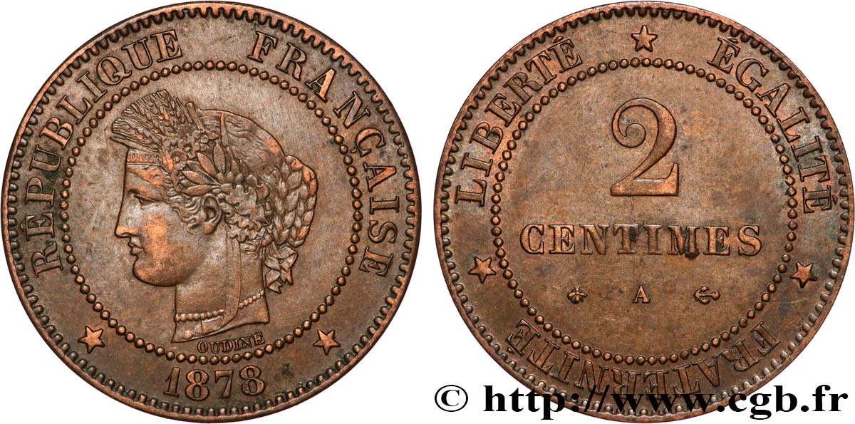 2 centimes Cérès 1878 Paris F.109/3 MBC 