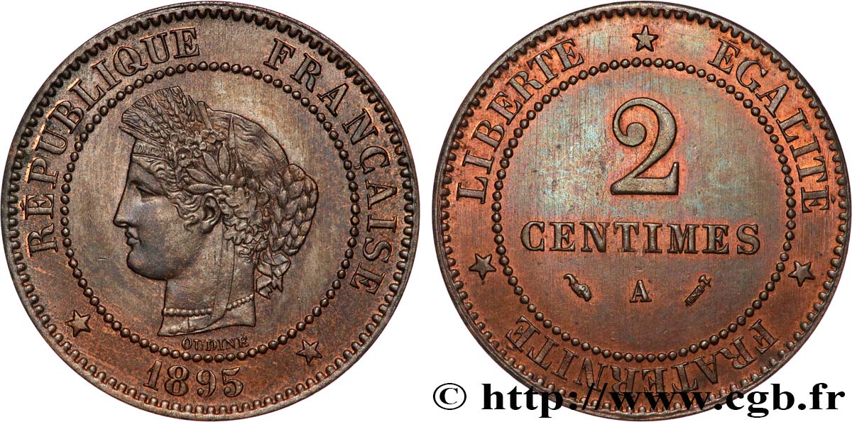 2 centimes Cérès 1895 Paris F.109/21 EBC+ 