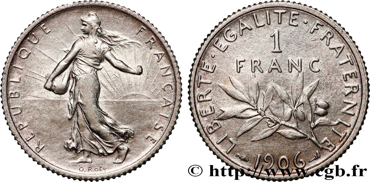 1 franc Semeuse 1906 Paris F.217/11 fVZ 