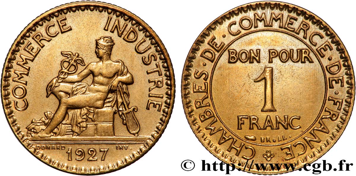 1 franc Chambres de Commerce 1927 Paris F.218/9 VZ+ 