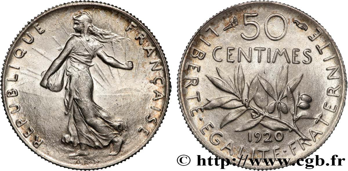 50 centimes Semeuse 1920 Paris F.190/27 EBC+ 