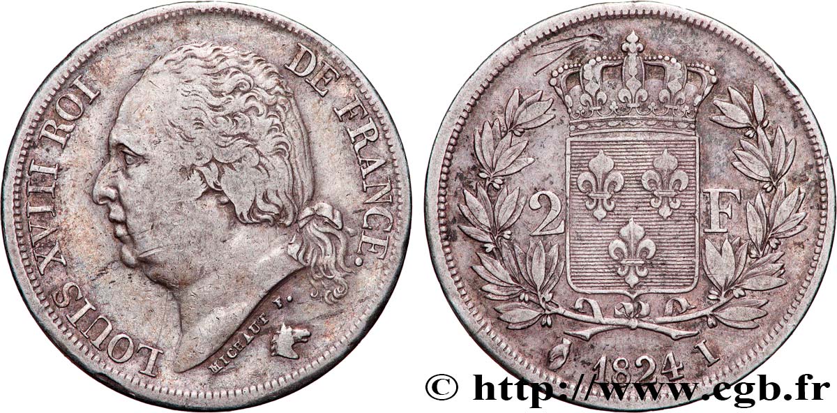 2 francs Louis XVIII 1824 Paris F.257/51 TTB 