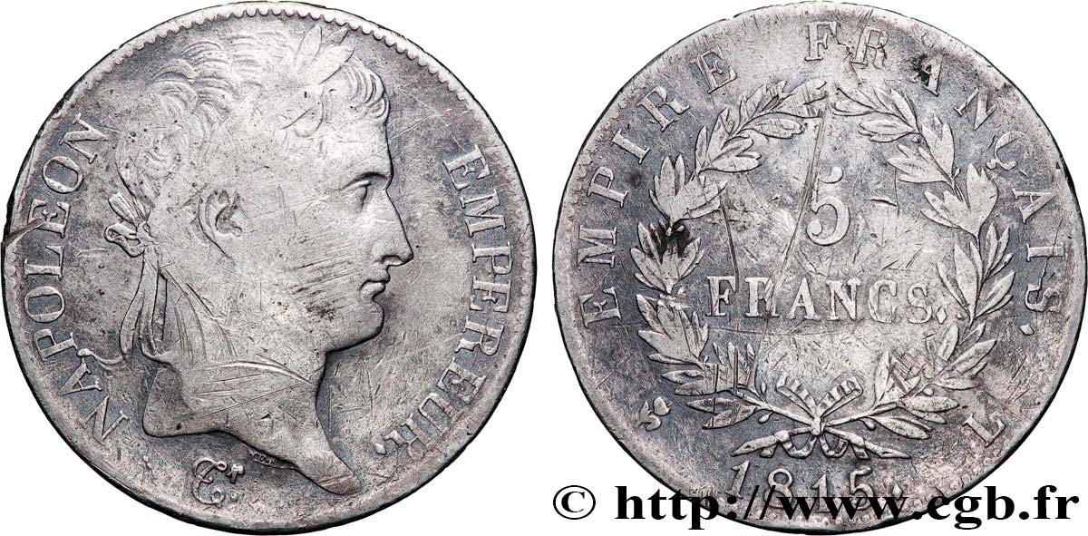 5 francs Napoléon Empereur, Cent-Jours 1815 Bayonne F.307A/5 VG 