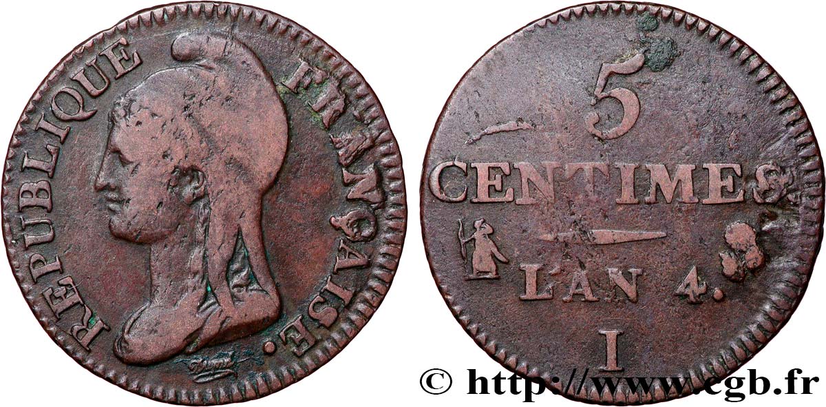 5 centimes Dupré, petit module 1796 Limoges F.113/2 TB 