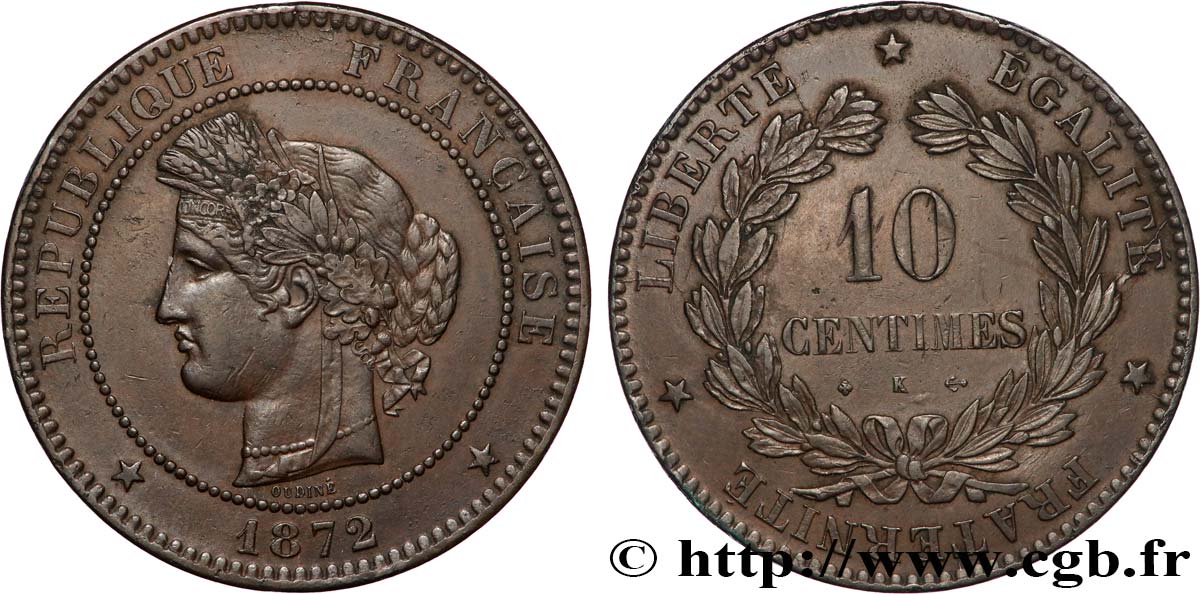 10 centimes Cérès 1872 Bordeaux F.135/9 TTB48 