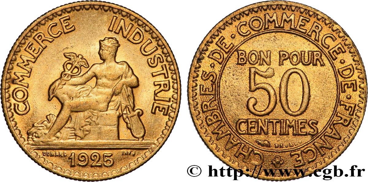 50 centimes Chambres de Commerce 1925 Paris F.191/7 fST63 