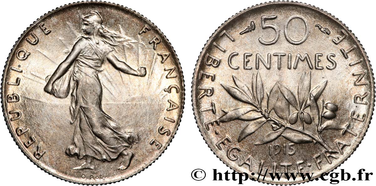 50 centimes Semeuse 1915 Paris F.190/22 ST65 