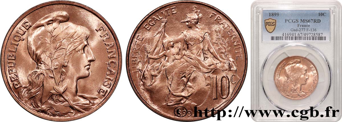 10 centimes Daniel-Dupuis 1899  F.136/7 FDC67 PCGS