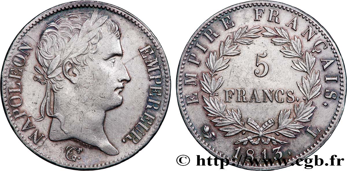 5 francs Napoléon Empereur, Empire français 1813 Bayonne F.307/67 EBC 