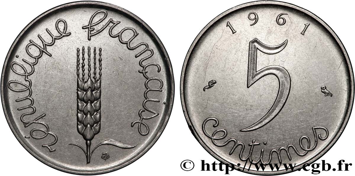 5 centimes Épi 1961  F.124/3 SPL 