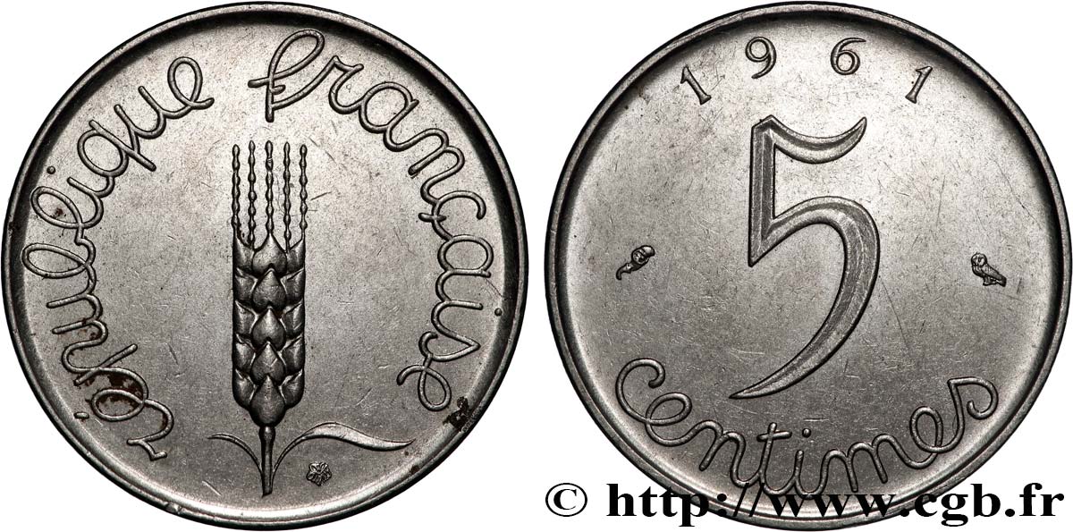 5 centimes Épi 1961  F.124/3 SPL 