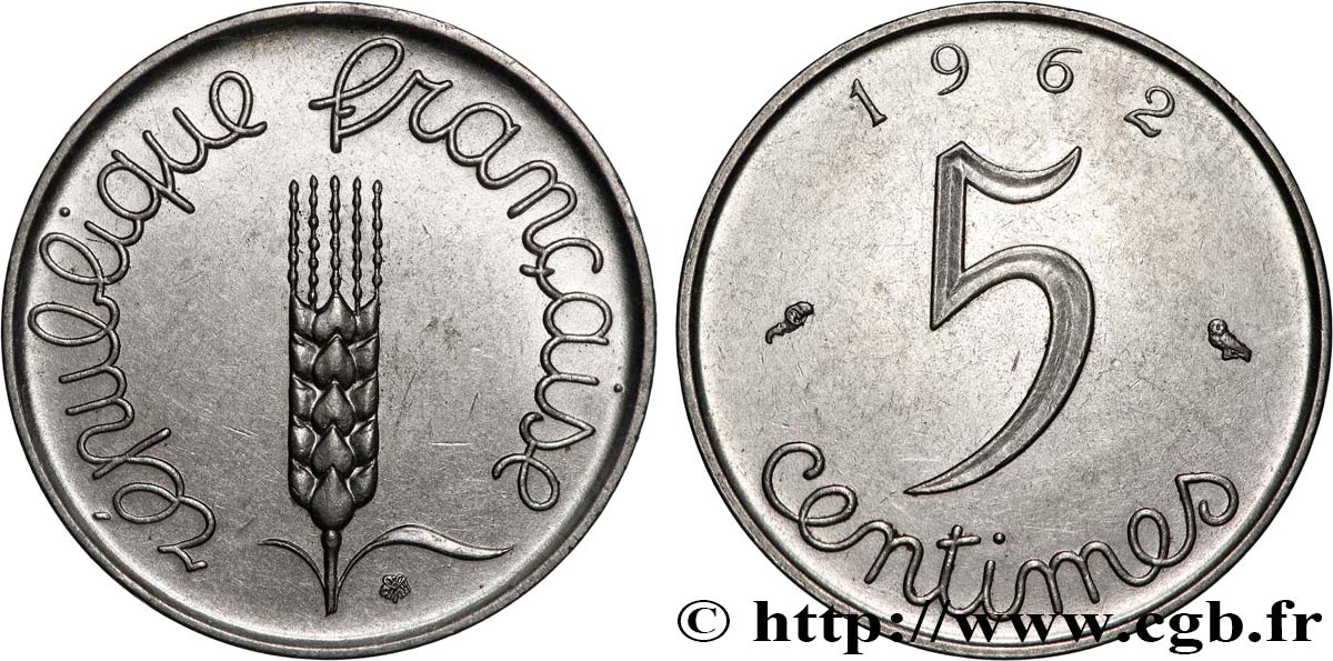 5 centimes Épi 1962  F.124/4 VZ 