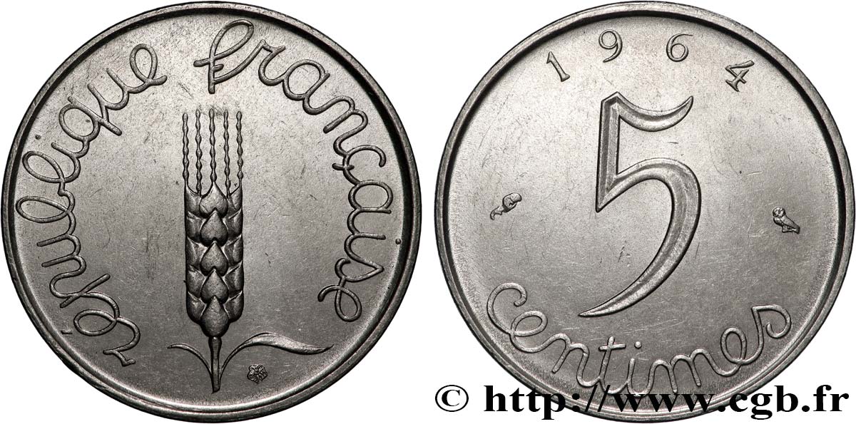 5 centimes Épi 1964  F.124/6 TTB+ 