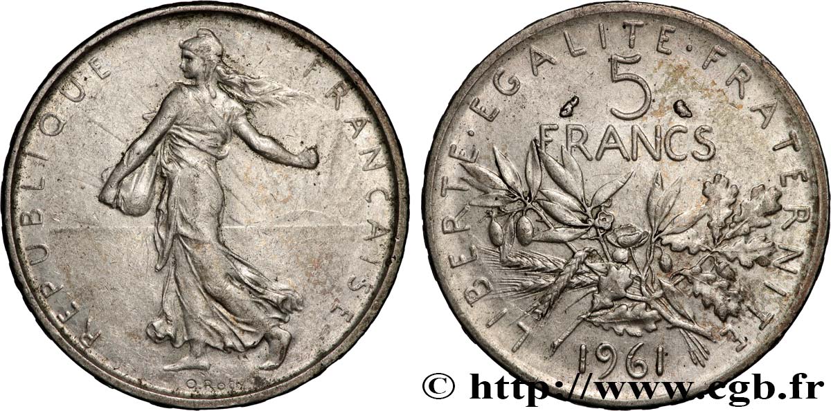 5 francs Semeuse, argent 1961 Paris F.340/5 TTB 