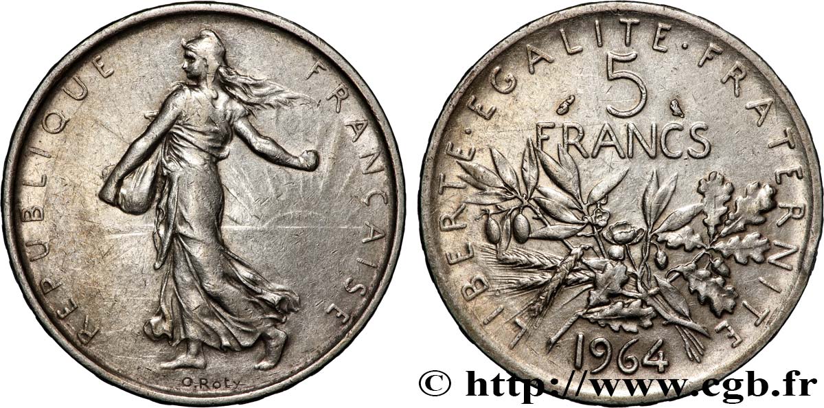 5 francs Semeuse, argent 1964 Paris F.340/8 MS 