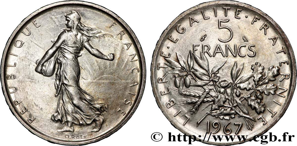 5 francs Semeuse, argent 1967 Paris F.340/11 SUP+ 