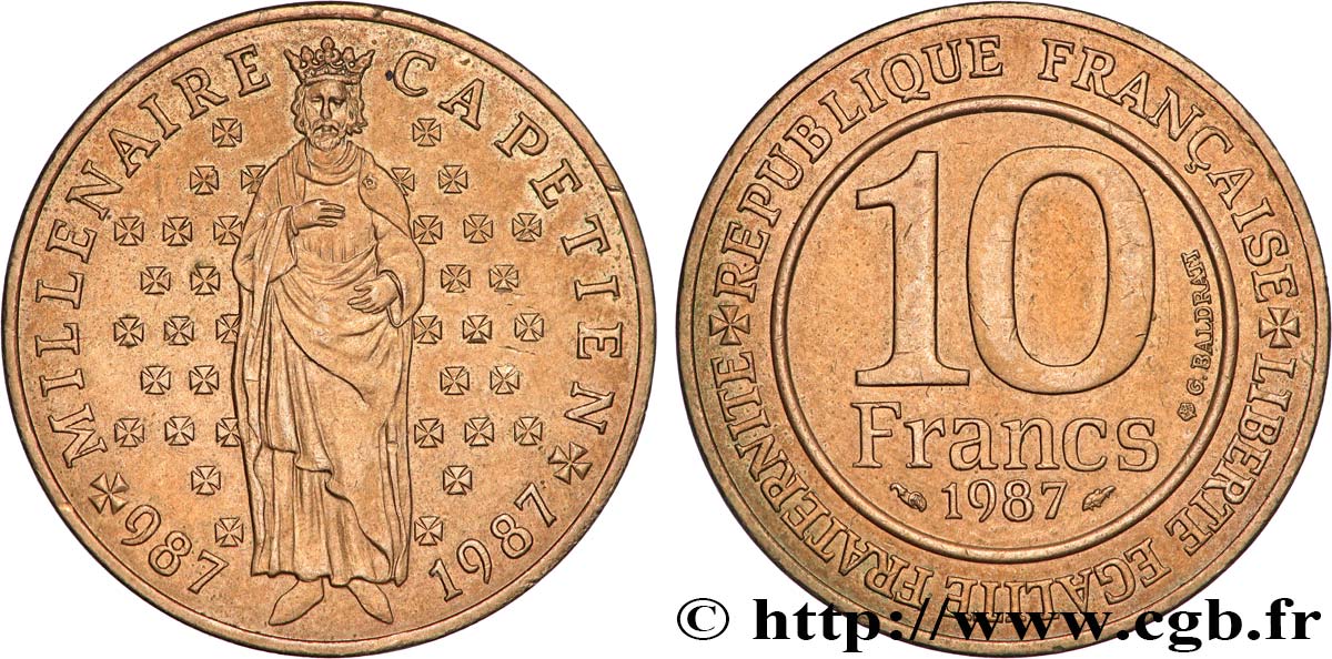 10 francs Millénaire Capétien 1987  F.371/2 MS 