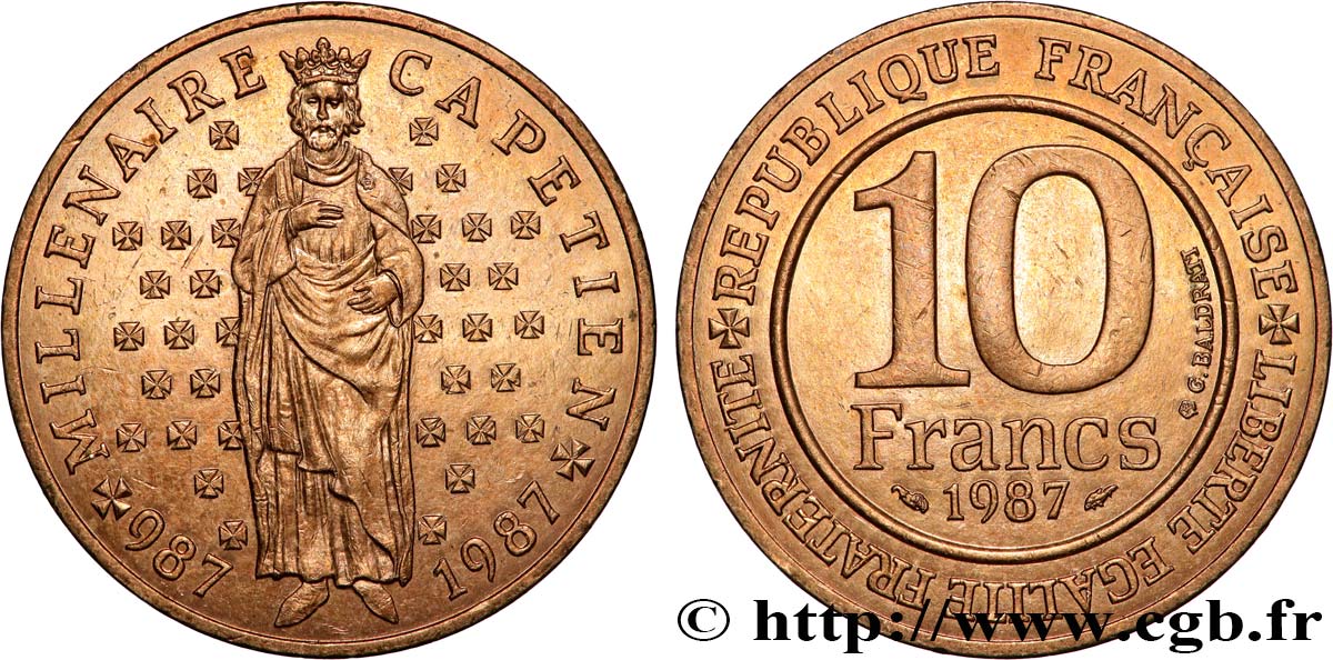 10 francs Millénaire Capétien 1987  F.371/2 MS 