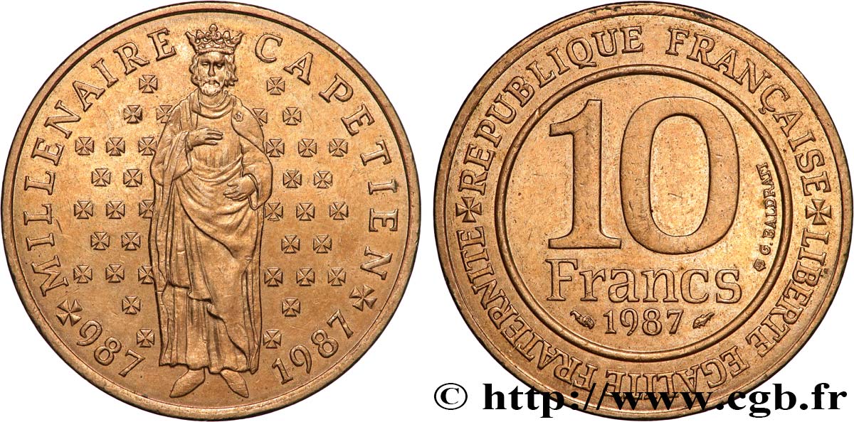 10 francs Millénaire Capétien 1987  F.371/2 SPL+ 