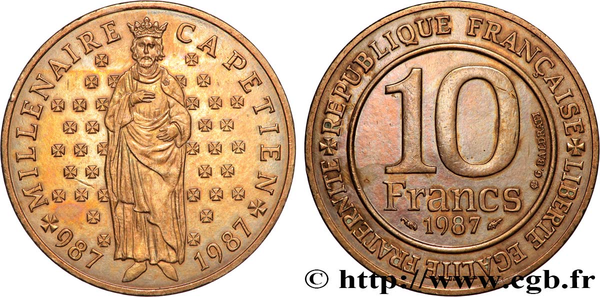 10 francs Millénaire Capétien 1987  F.371/2 MS 