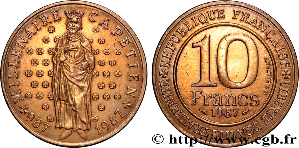 10 francs Millénaire Capétien 1987  F.371/2 SPL+ 