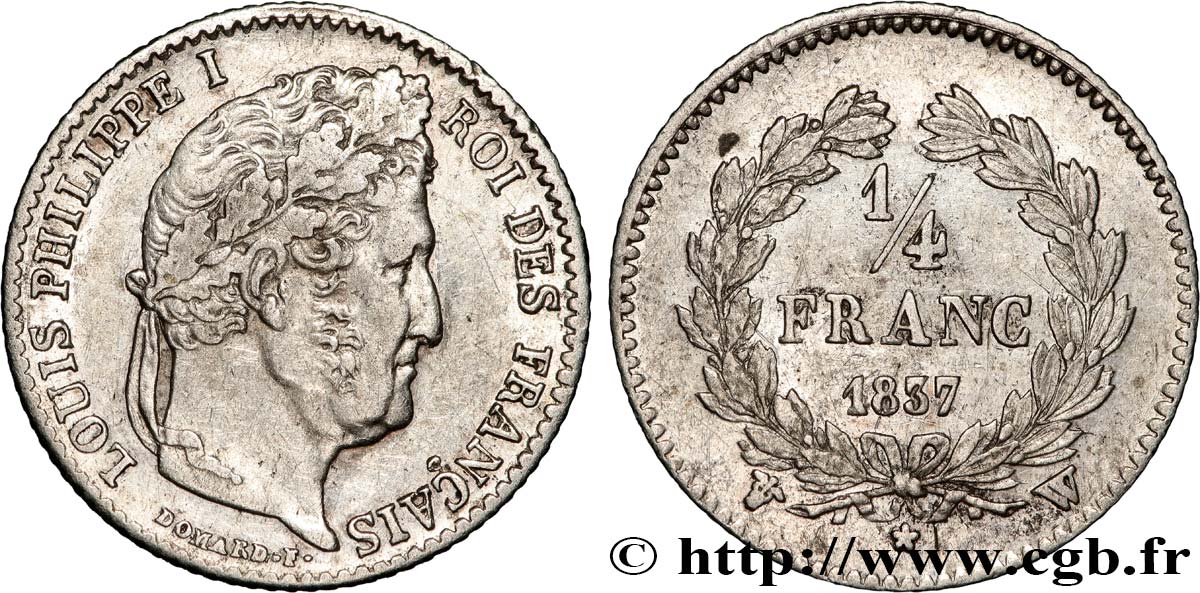 1/4 franc Louis-Philippe 1837 Lille F.166/68 BB 