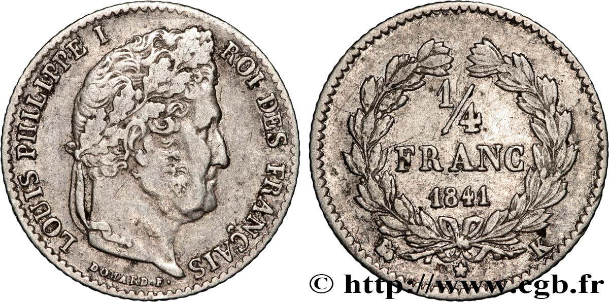 1/4 franc Louis-Philippe 1841 Bordeaux F.166/87 TB+ 