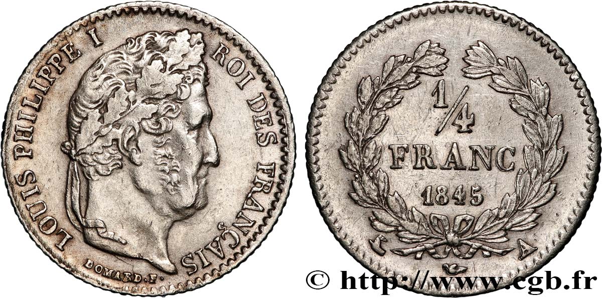 1/4 franc Louis-Philippe 1845 Paris F.166/102 BB 