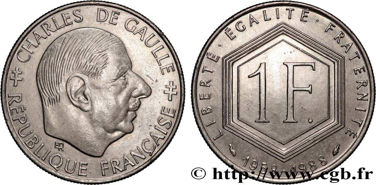 1 franc De Gaulle 1988  F.227/2 SPL+ 