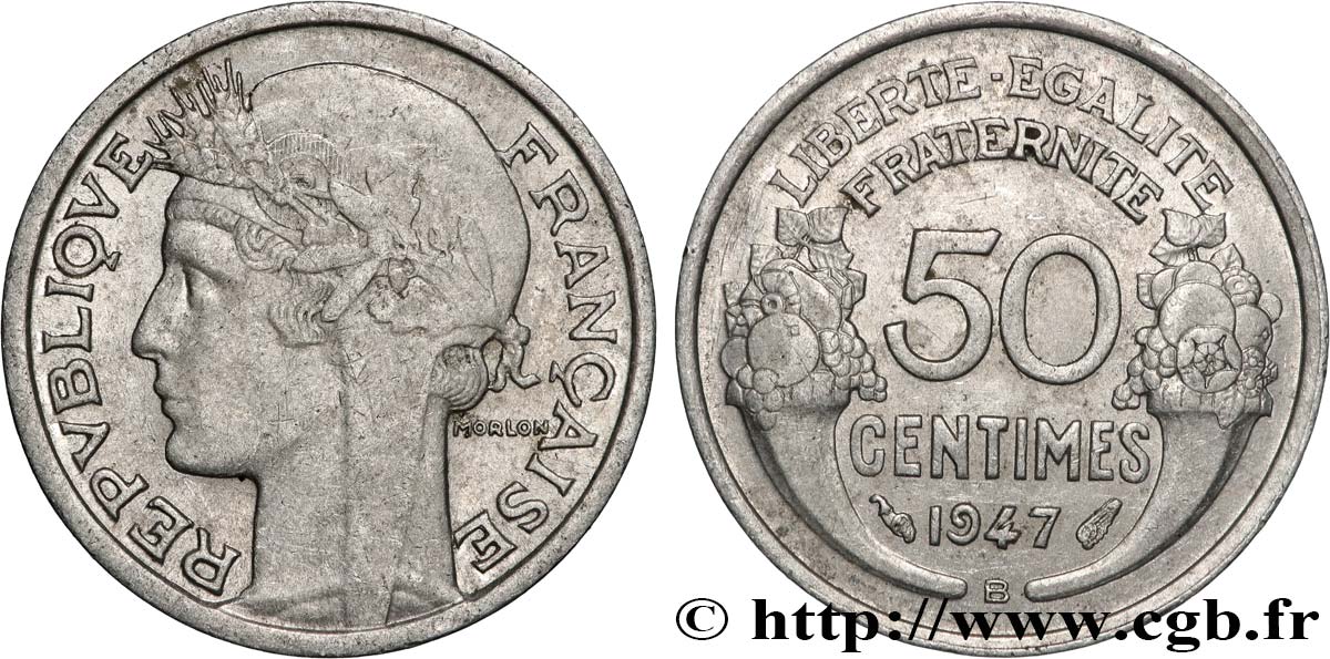 50 centimes Morlon, légère 1947 Beaumont-le-Roger F.194/11 SPL 