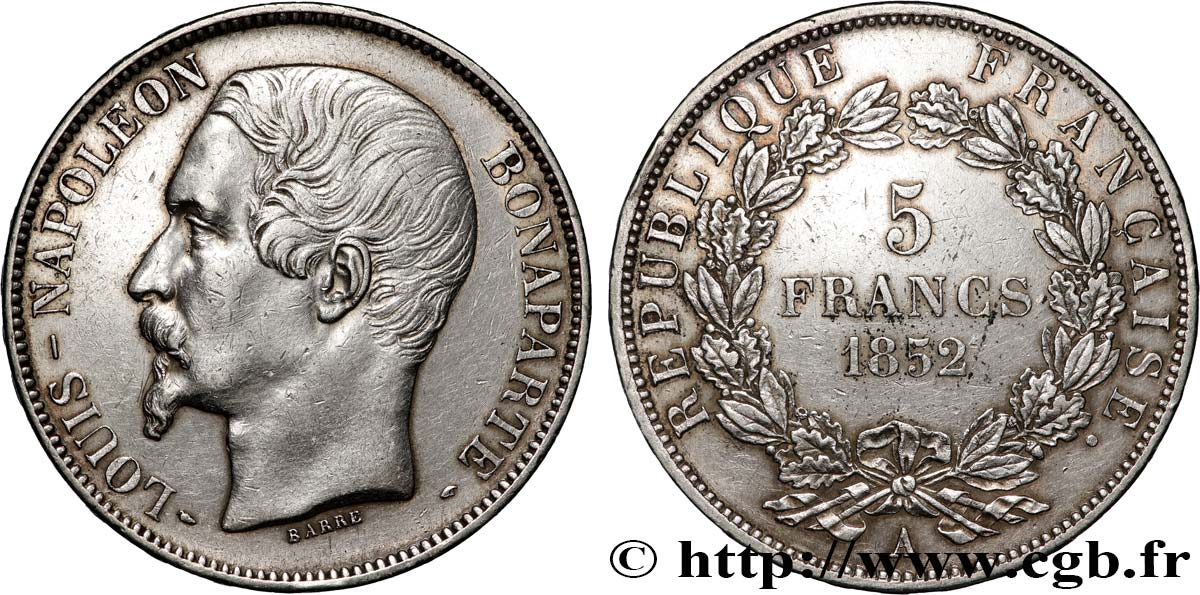 5 francs Louis-Napoléon, 1er type 1852 Paris F.329/1 MBC+ 