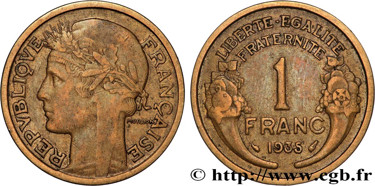 1 franc Morlon 1935 Paris F.219/6 XF 