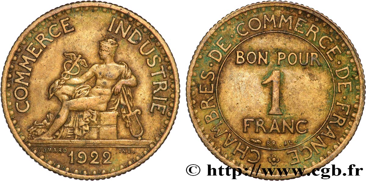 1 franc Chambres de Commerce 1922 Paris F.218/4 MBC+ 