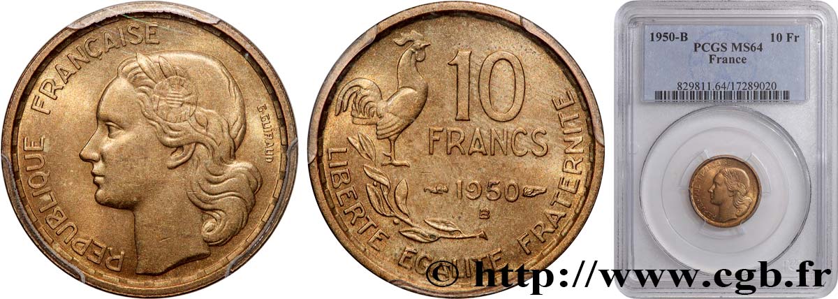 10 francs Guiraud 1950 Beaumont-Le-Roger F.363/3 SC64 PCGS