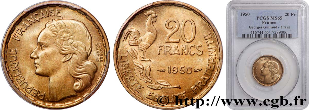 20 francs Georges Guiraud 1950  F.401/1 MS65 PCGS