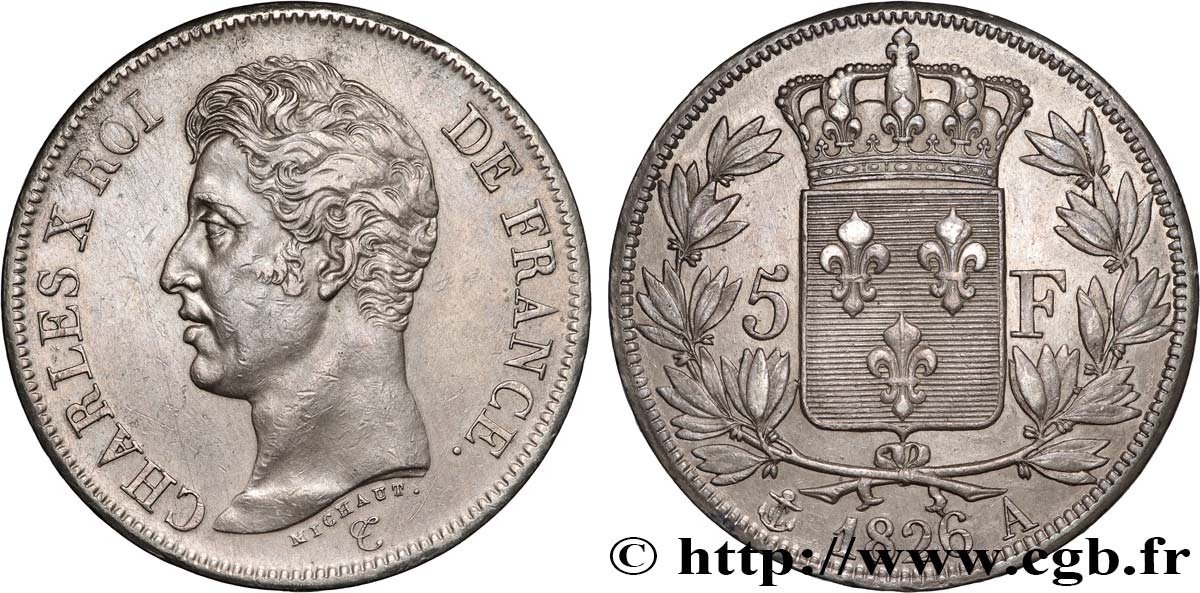 5 francs Charles X, 1er type 1826 Paris F.310/15 q.SPL 