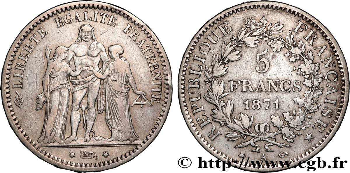 5 francs Hercule 1871 Paris F.334/2 S 