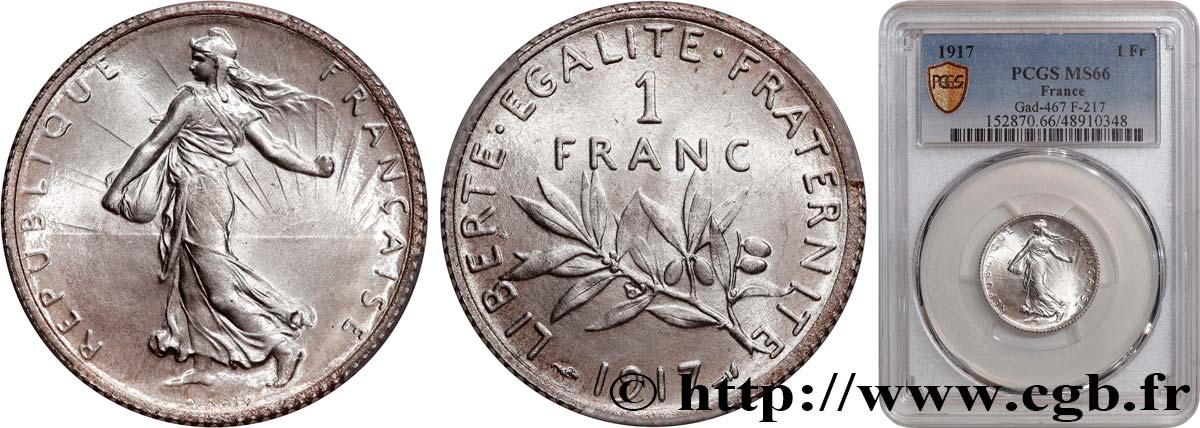 1 franc Semeuse 1917  F.217/23 MS66 PCGS