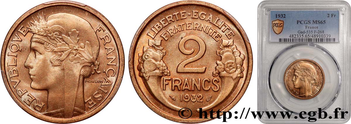 2 francs Morlon 1932  F.268/3 MS65 PCGS