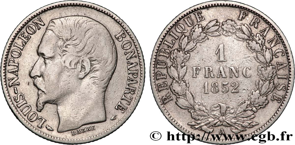 1 franc Louis-Napoléon 1852 Paris F.212/1 MB 