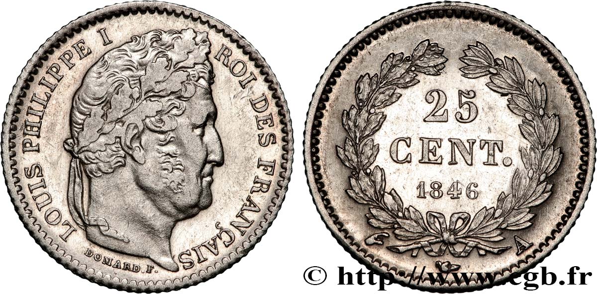 25 centimes Louis-Philippe 1846 Paris F.167/5 fVZ 