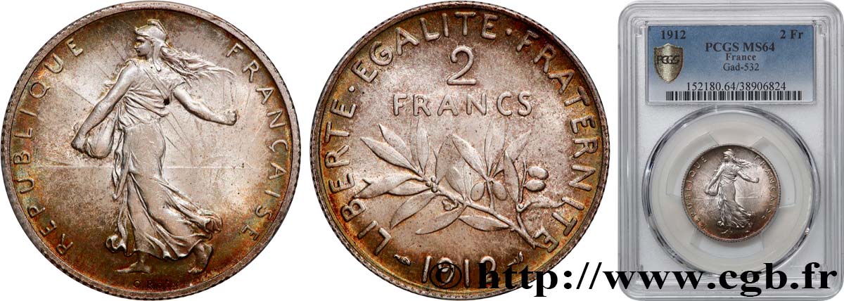 2 francs Semeuse 1912  F.266/13 SC64 PCGS