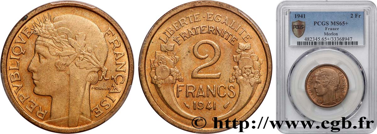 2 francs Morlon 1941  F.268/14 FDC65 PCGS